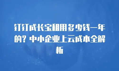钉钉成长宝租用多少钱一年的？中小企业上云成本全解析