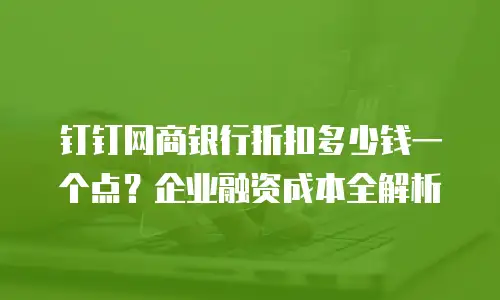 钉钉网商银行折扣多少钱一个点？企业融资成本全解析