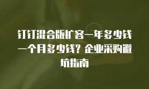 钉钉混合版扩容一年多少钱一个月多少钱？企业采购避坑指南