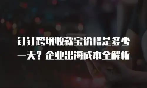 钉钉跨境收款宝价格是多少一天？企业出海成本全解析