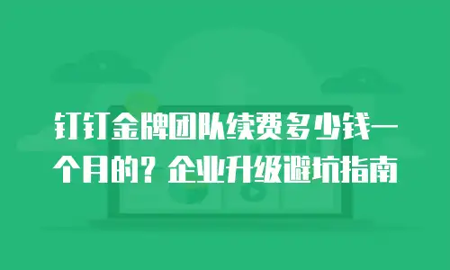 钉钉金牌团队续费多少钱一个月的？企业升级避坑指南