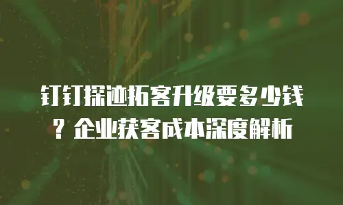 钉钉探迹拓客升级要多少钱？企业获客成本深度解析