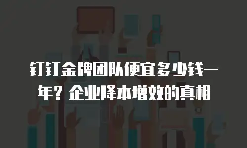 钉钉金牌团队便宜多少钱一年？企业降本增效的真相