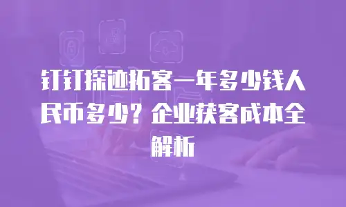钉钉探迹拓客一年多少钱人民币多少？企业获客成本全解析