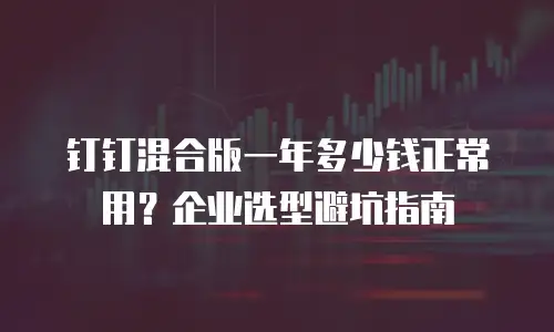 钉钉混合版一年多少钱正常用？企业选型避坑指南