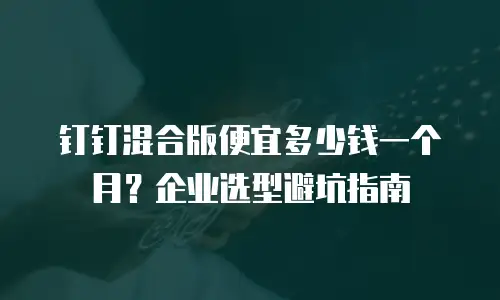 钉钉混合版便宜多少钱一个月？企业选型避坑指南