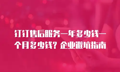 钉钉售后服务一年多少钱一个月多少钱？企业避坑指南