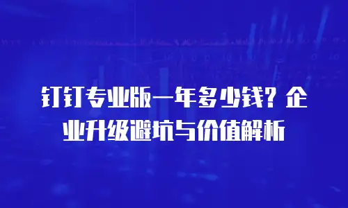 钉钉专业版一年多少钱？企业升级避坑与价值解析