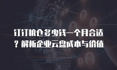 钉钉粮仓多少钱一个月合适？解析企业云盘成本与价值