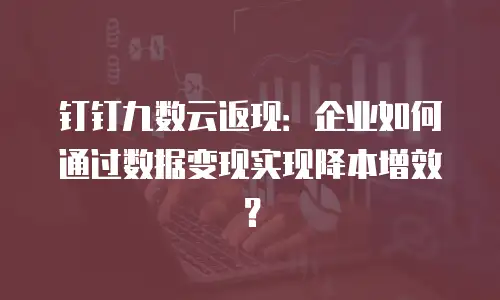 钉钉九数云返现：企业如何通过数据变现实现降本增效？