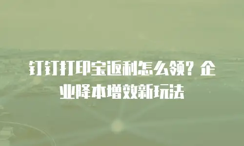 钉钉打印宝返利怎么领？企业降本增效新玩法