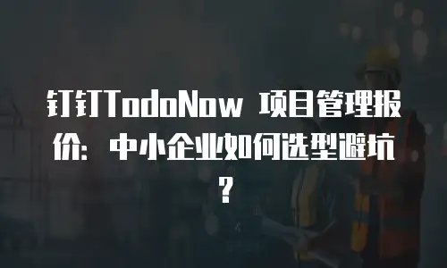 钉钉TodoNow 项目管理报价：中小企业如何选型避坑？