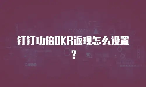 钉钉功倍OKR返现怎么设置？