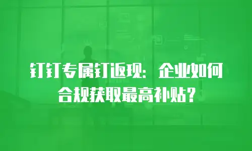钉钉专属钉返现：企业如何合规获取最高补贴？