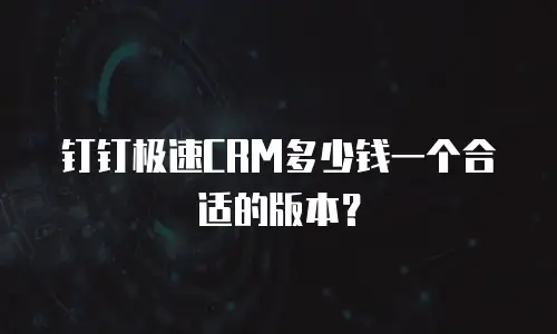 钉钉极速CRM多少钱一个合适的版本？
