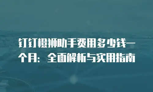 钉钉橙狮助手费用多少钱一个月：全面解析与实用指南