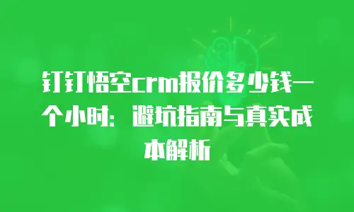 钉钉悟空crm报价多少钱一个小时：避坑指南与真实成本解析