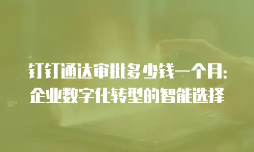 钉钉通达审批多少钱一个月：企业数字化转型的智能选择