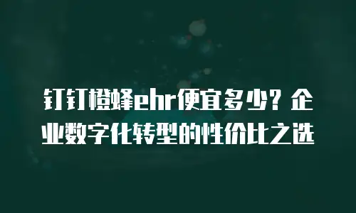 钉钉橙蜂ehr便宜多少？企业数字化转型的性价比之选