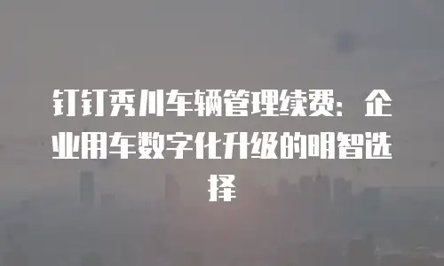 钉钉秀川车辆管理续费：企业用车数字化升级的明智选择