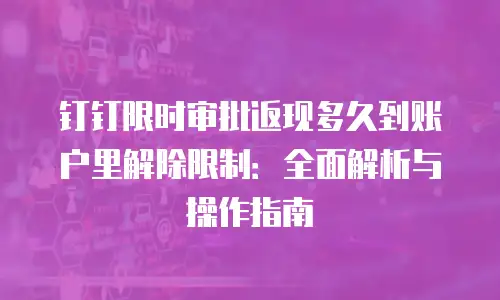 钉钉限时审批返现多久到账户里解除限制：全面解析与操作指南