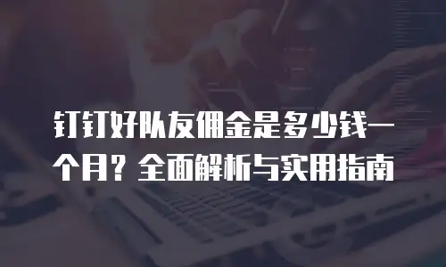 钉钉好队友佣金是多少钱一个月？全面解析与实用指南