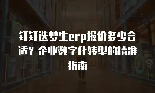 钉钉迭梦生erp报价多少合适？企业数字化转型的精准指南