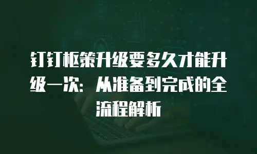 钉钉枢策升级要多久才能升级一次：从准备到完成的全流程解析
