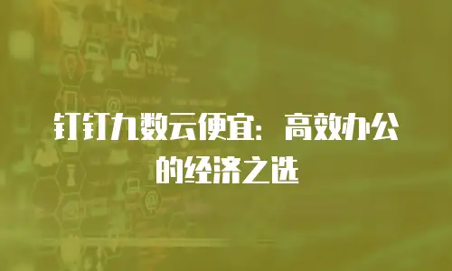 钉钉九数云便宜：高效办公的经济之选