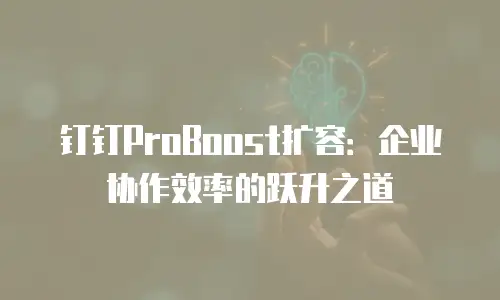 钉钉ProBoost扩容：企业协作效率的跃升之道