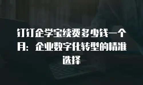 钉钉企学宝续费多少钱一个月：企业数字化转型的精准选择