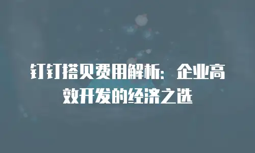 钉钉搭贝费用解析：企业高效开发的经济之选