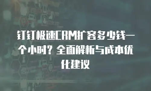 钉钉极速CRM扩容多少钱一个小时？全面解析与成本优化建议