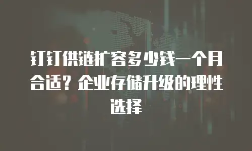 钉钉供链扩容多少钱一个月合适？企业存储升级的理性选择