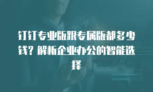 钉钉专业版跟专属版都多少钱？解析企业办公的智能选择
