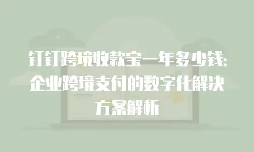 钉钉跨境收款宝一年多少钱：企业跨境支付的数字化解决方案解析