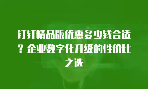 钉钉精品版优惠多少钱合适？企业数字化升级的性价比之选