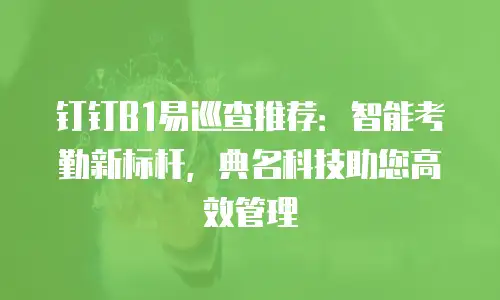钉钉B1易巡查推荐：智能考勤新标杆，典名科技助您高效管理