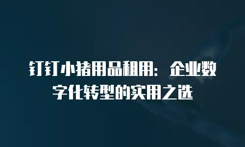钉钉小猪用品租用：企业数字化转型的实用之选