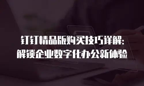 钉钉精品版购买技巧详解：解锁企业数字化办公新体验