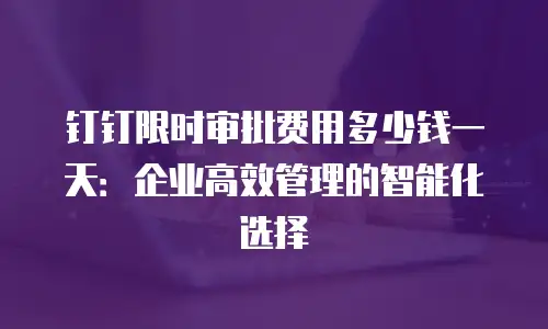 钉钉限时审批费用多少钱一天：企业高效管理的智能化选择