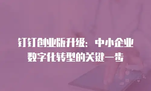 钉钉创业版升级：中小企业数字化转型的关键一步