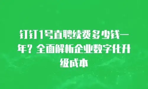 钉钉1号直聘续费多少钱一年？全面解析企业数字化升级成本