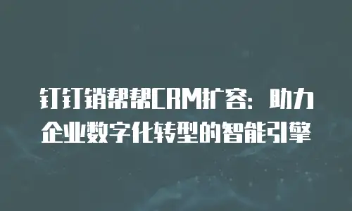 钉钉销帮帮CRM扩容：助力企业数字化转型的智能引擎