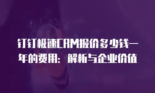 钉钉极速CRM报价多少钱一年的费用：解析与企业价值