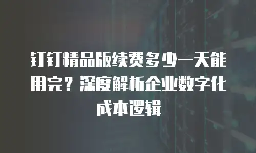 钉钉精品版续费多少一天能用完？深度解析企业数字化成本逻辑