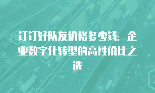 钉钉好队友价格多少钱：企业数字化转型的高性价比之选