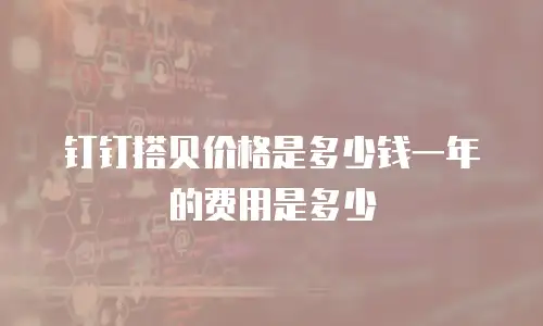 钉钉搭贝价格是多少钱一年的费用是多少