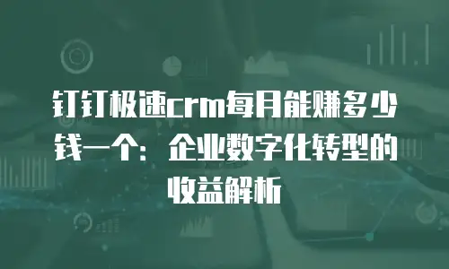 钉钉极速crm每月能赚多少钱一个：企业数字化转型的收益解析