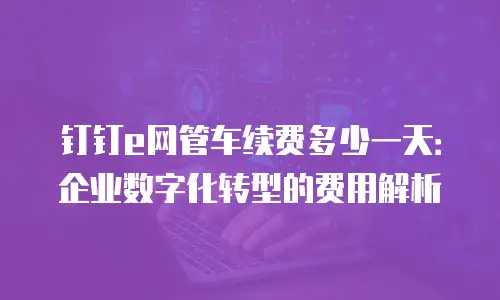 钉钉e网管车续费多少一天：企业数字化转型的费用解析